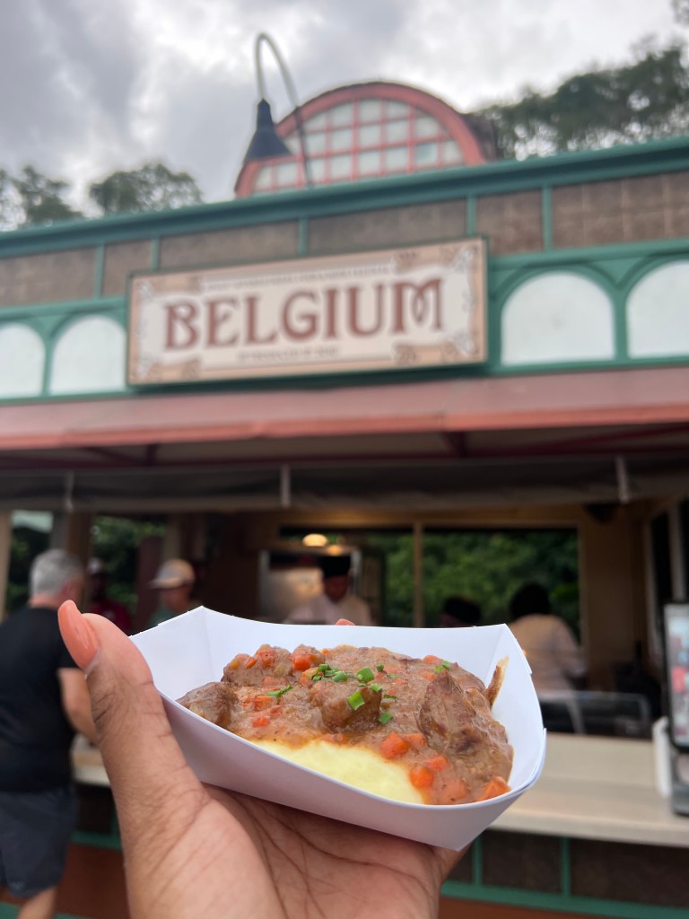 Beef and mashed potatoes found in Belgium at the EPCOT International Food and Wine Festival 